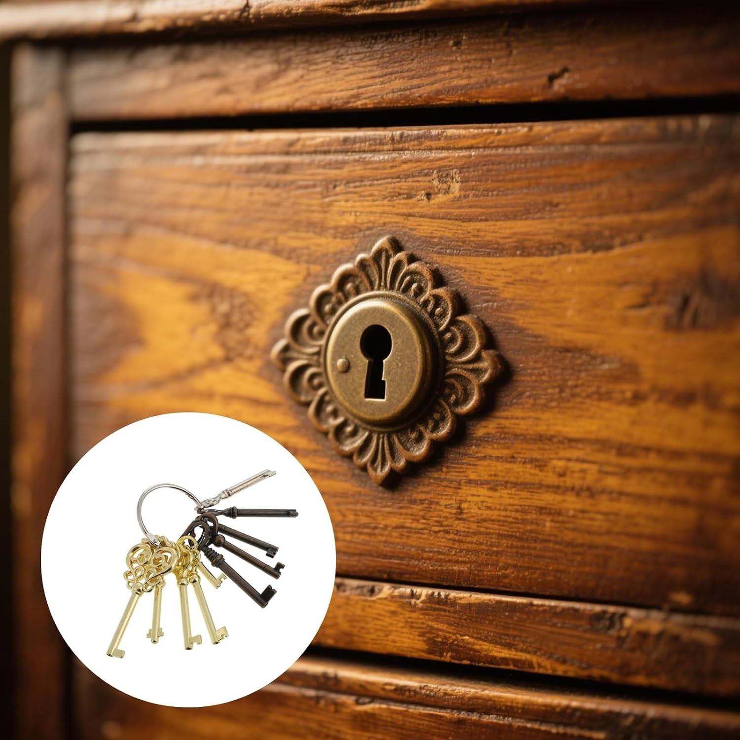 Key Set, 10 Pcs Keys Hollow Universal Key Replacement for Antique Dresser and…