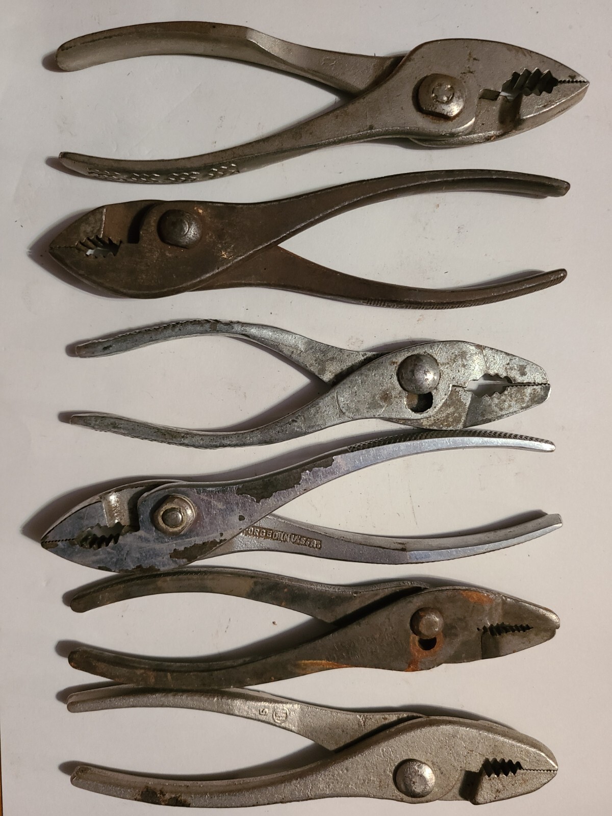 Vintage 6 Lot Slip Joint Pliers UTICA, CEE TEE, HARROLD, DIAMOND, INDESTRO, MH