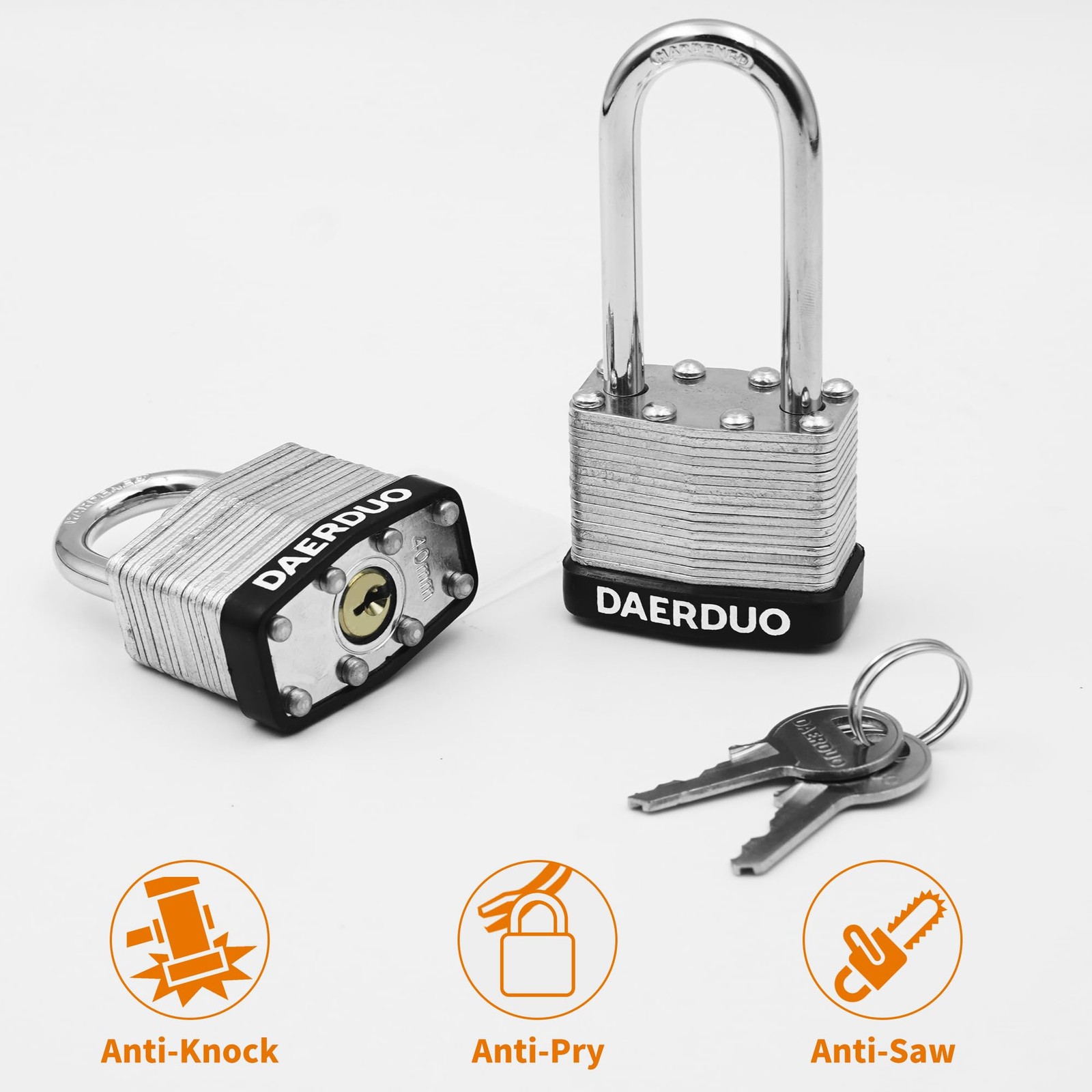 12 Pack 40 mm (1-9/16″) Keyed Alike Laminated Padlocks with 24 Keys, Hardened…