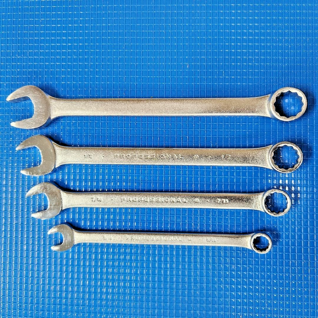 Vintage PROTO & CHALLENGER SAE Combination Wrench Lot 4pc Made In USA 5/16-9/16