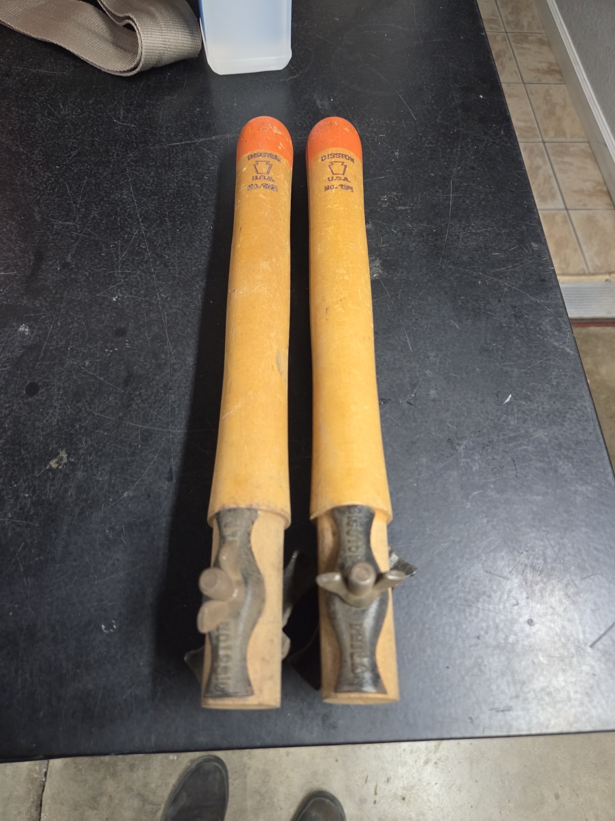 Pair H. Disston No 105 NOS 2 Handles for Crosscut Cross Cut Two Man Logging Saw