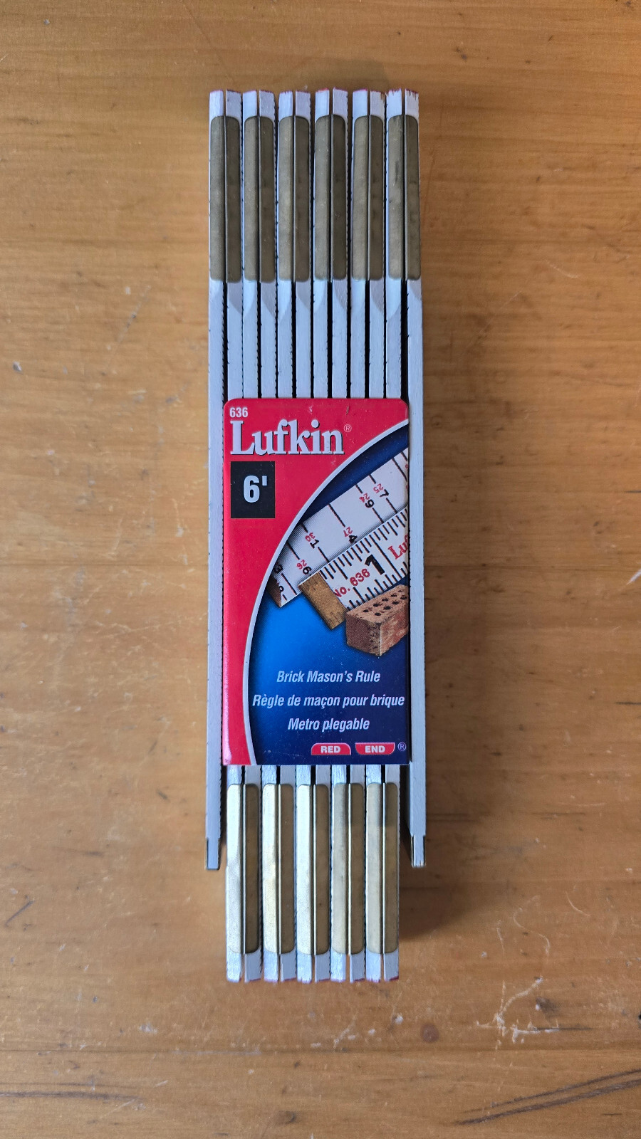 LUFKIN 6′ “Red End” Brick Mason’s FOLDING WOOD RULE – No. 636 – NEW