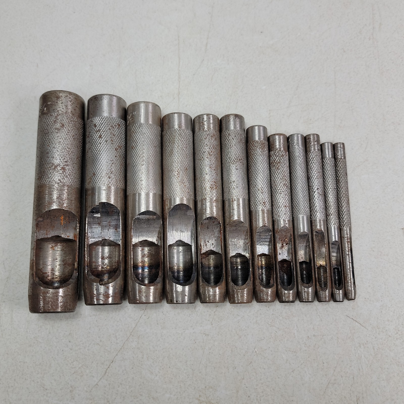 Lot of 12 Vintage Leather Hole Punch 1/8″ – 3/4″ Widths