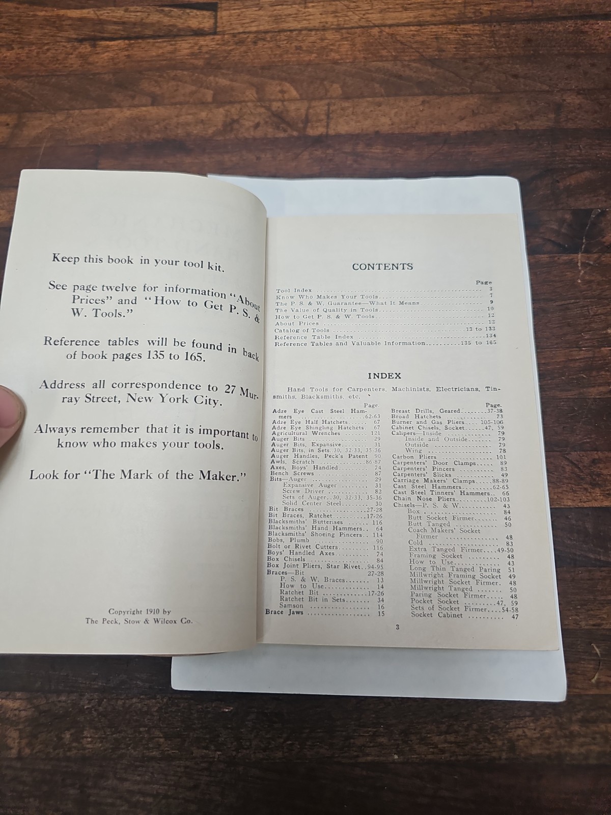 A93- P.S. & W. Mechanics’ Handy List PECK STOW & WILCOX 1910 Catalog ORIGINAL