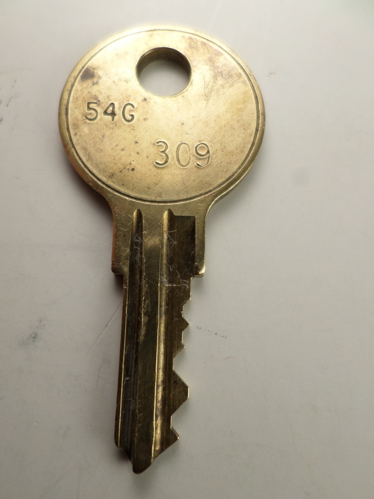 Vintage Brass FORT Lock Castle Key 54G No. # 309 Chicago IL