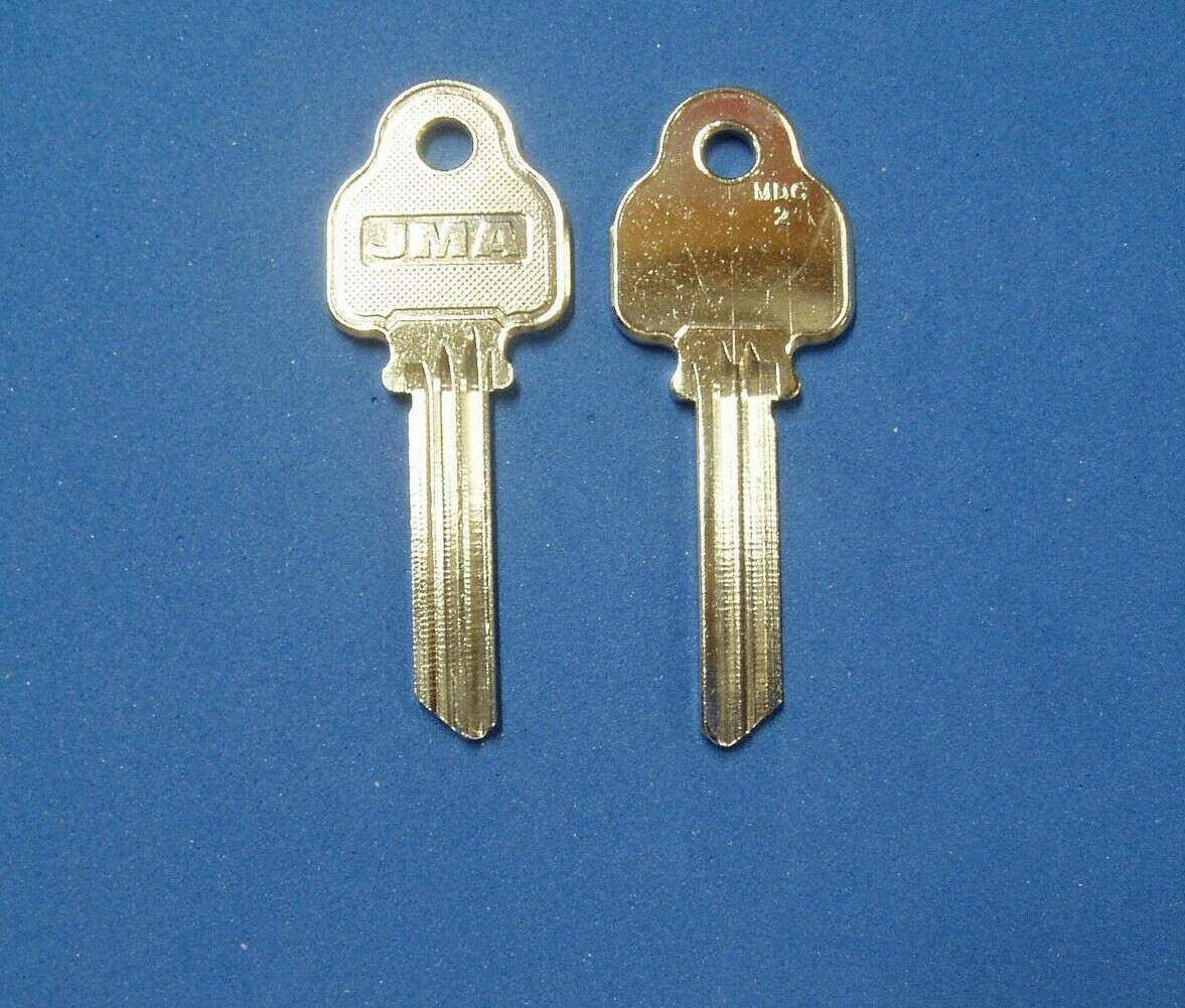 TWO KEY BLANKS FIT MEDECO LOCKS JMA #A1517 NICKEL PLATED LEVEL 2 6-PIN