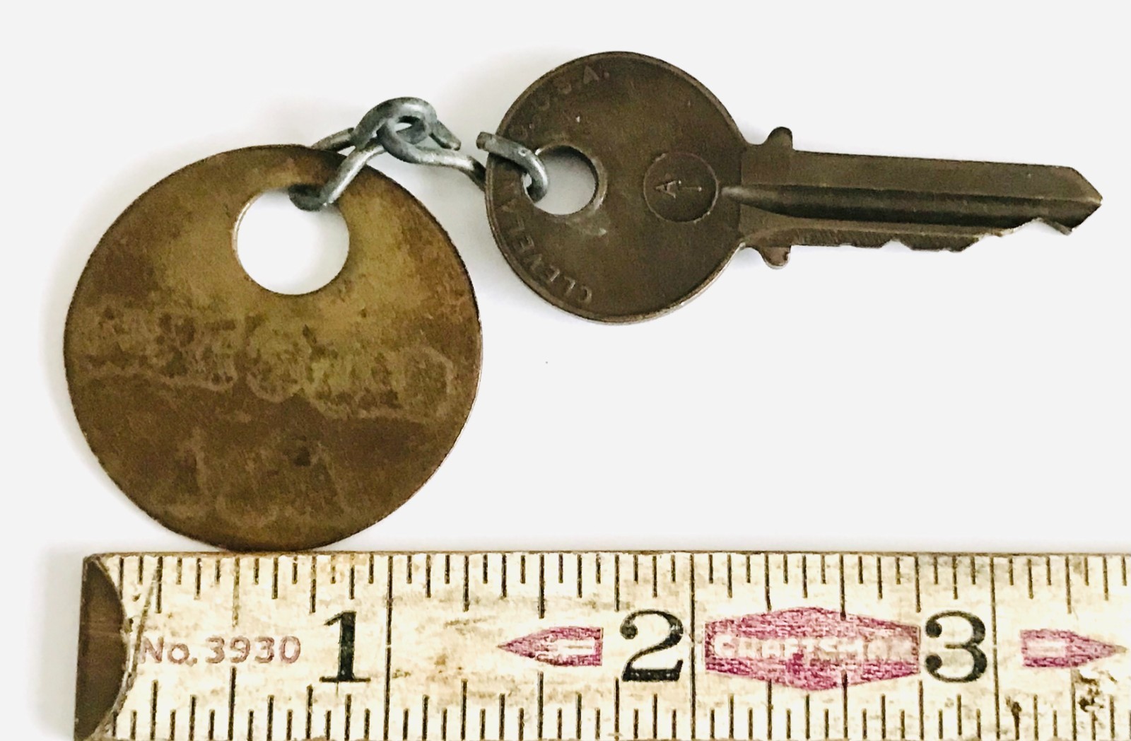 Antique Brass Gadsden Alabama Industrial Key Tag Atlas Key AL USA Vintage