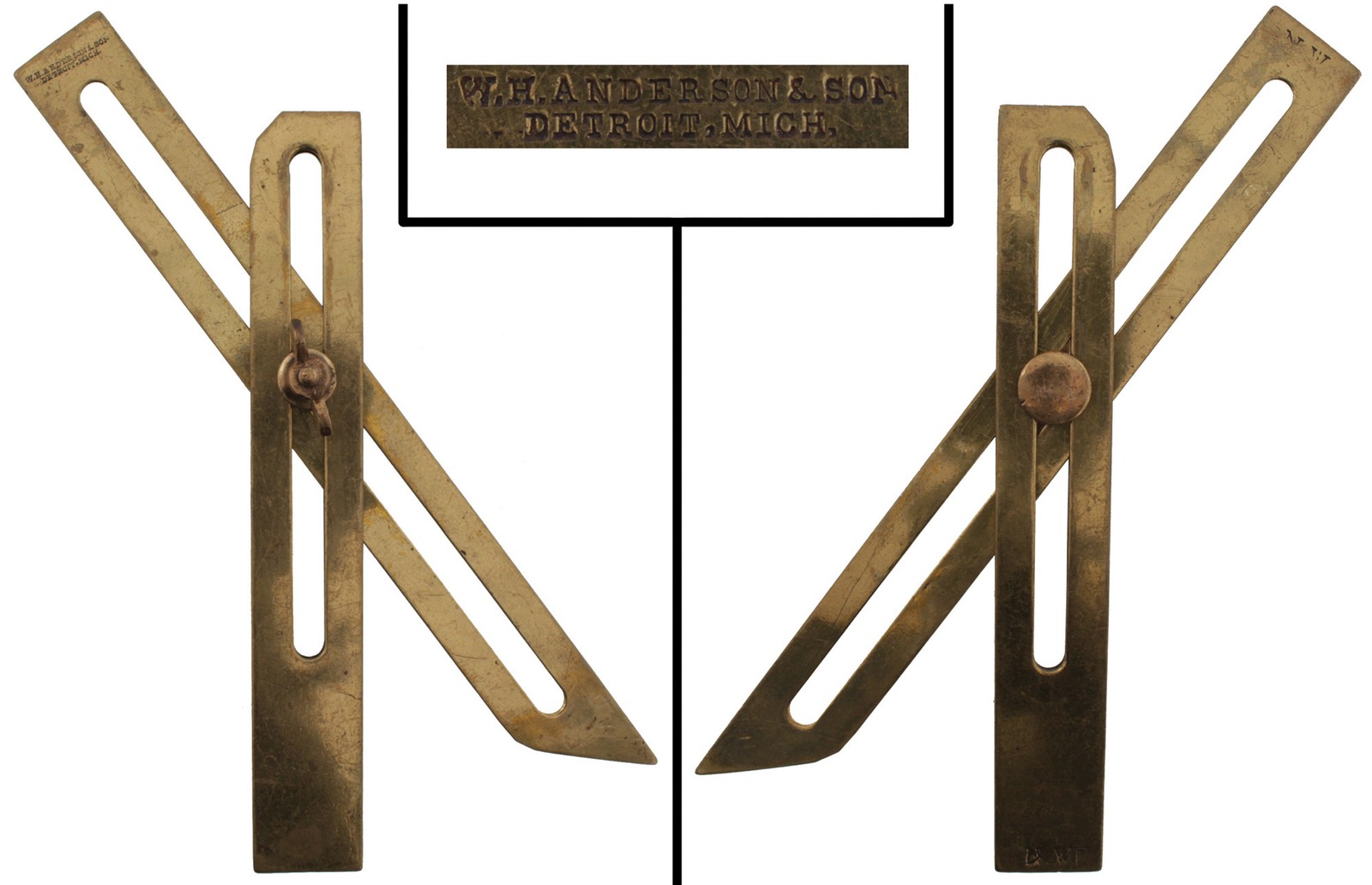 Unus. W.H. Anderson & Son, Detroit Stone Worker’s Brass Bevel – mjdtoolparts