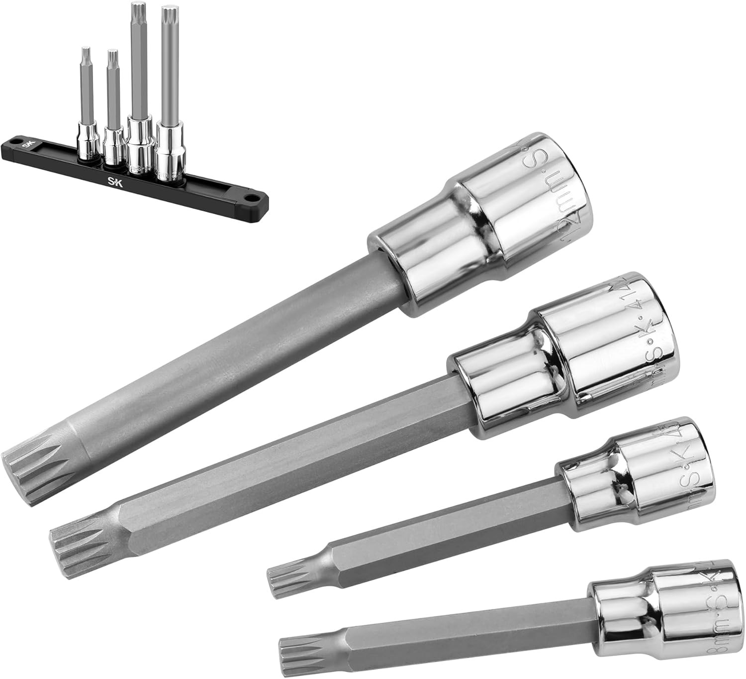 4-Piece Metric Triple Square Bit Socket Set, 3/8″ & 1/2″ Drive S2 Steel
