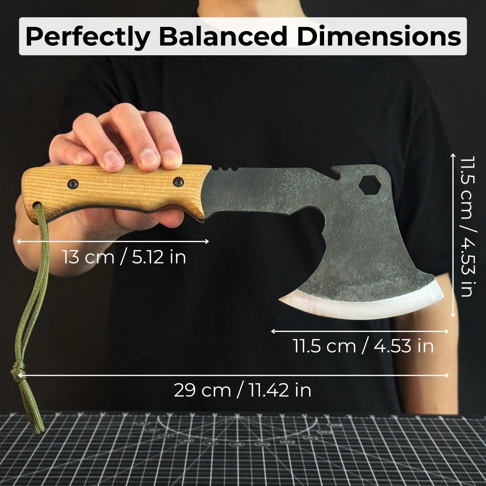 11.5” Small Camping Axe 52100 Carbon Steel Bushcraft Hatchet Splitting Tool