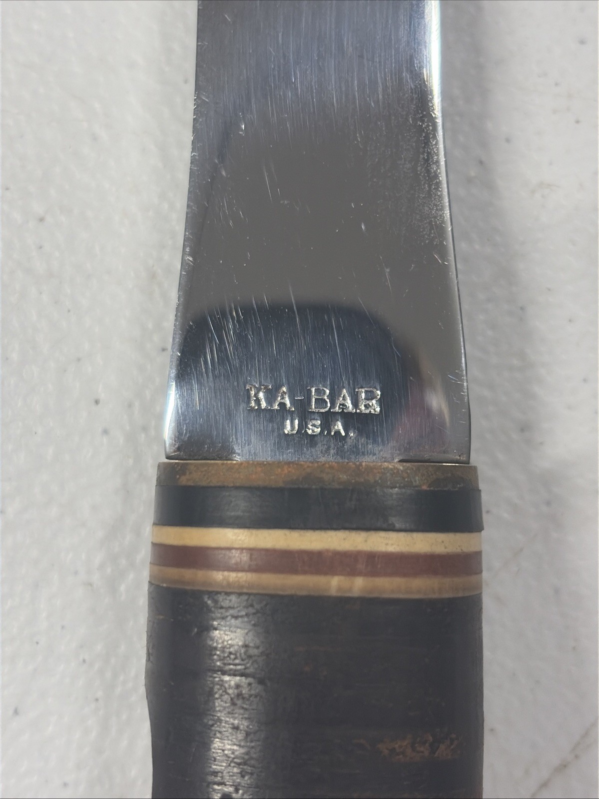 Vintage Kabar Hatchet Camp Axe Chrome Stacked Leather Handle 2 3/8″ Blade USA