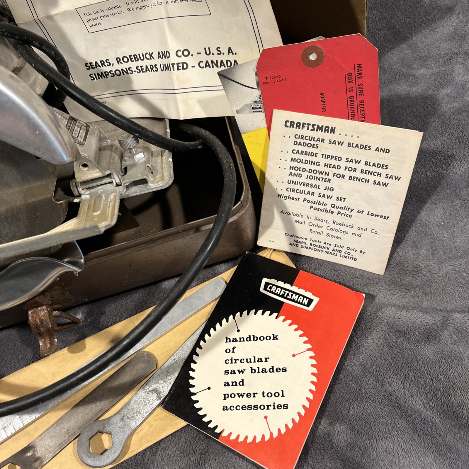 Vtg SEARS Craftsman 6 1/2 Electric Hand Saw #336.27963 w/Case & Blades 1960’S