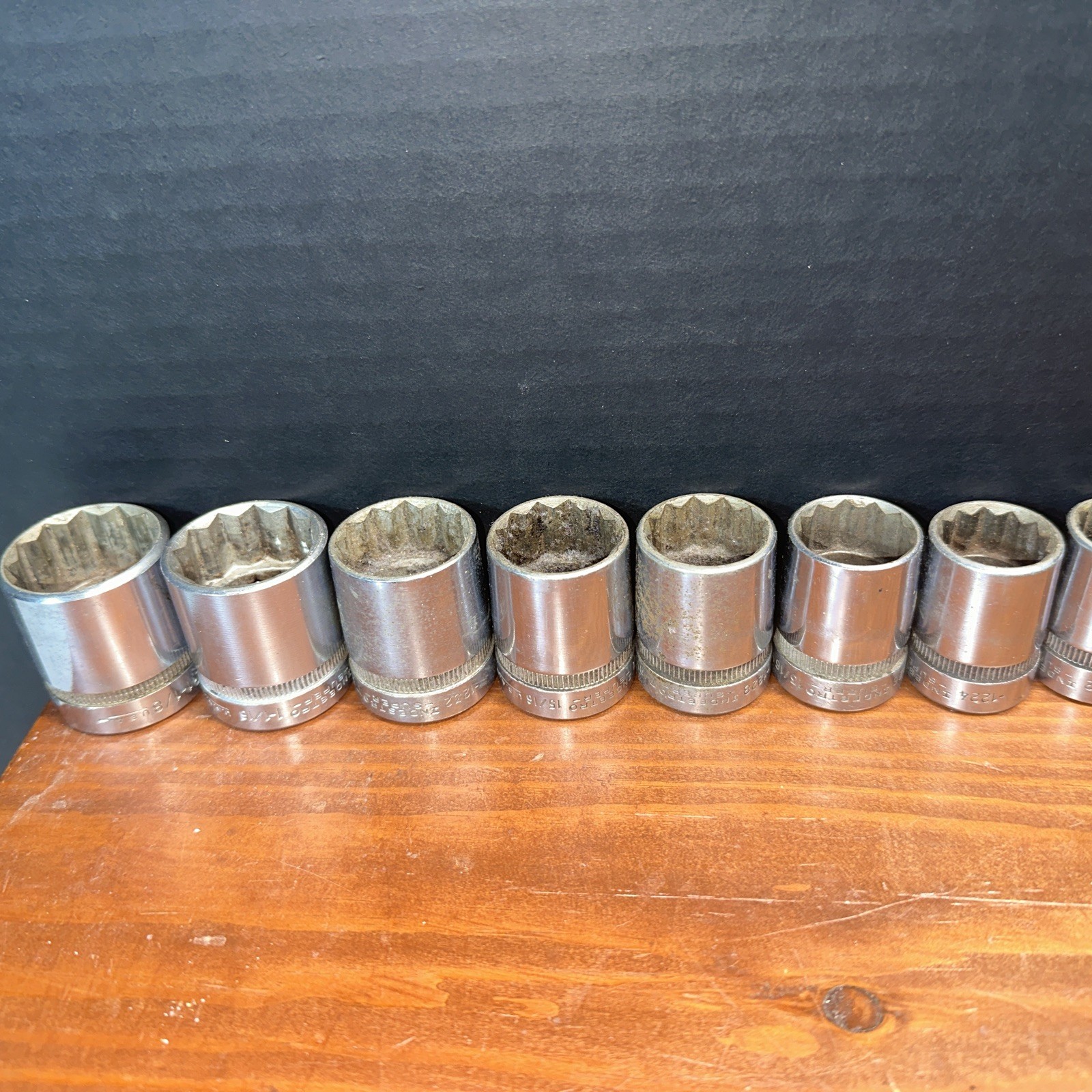 Vintage Indestro Super Socket ￼Set 13Pc. 1/2″Drive 12 Point 1 1/8″-7/16″th.