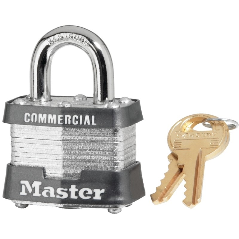 Master Lock 3KA 3303 Padlock, 1-9/16 in W Body, Key No: 3303, Keyed Alike Key, O