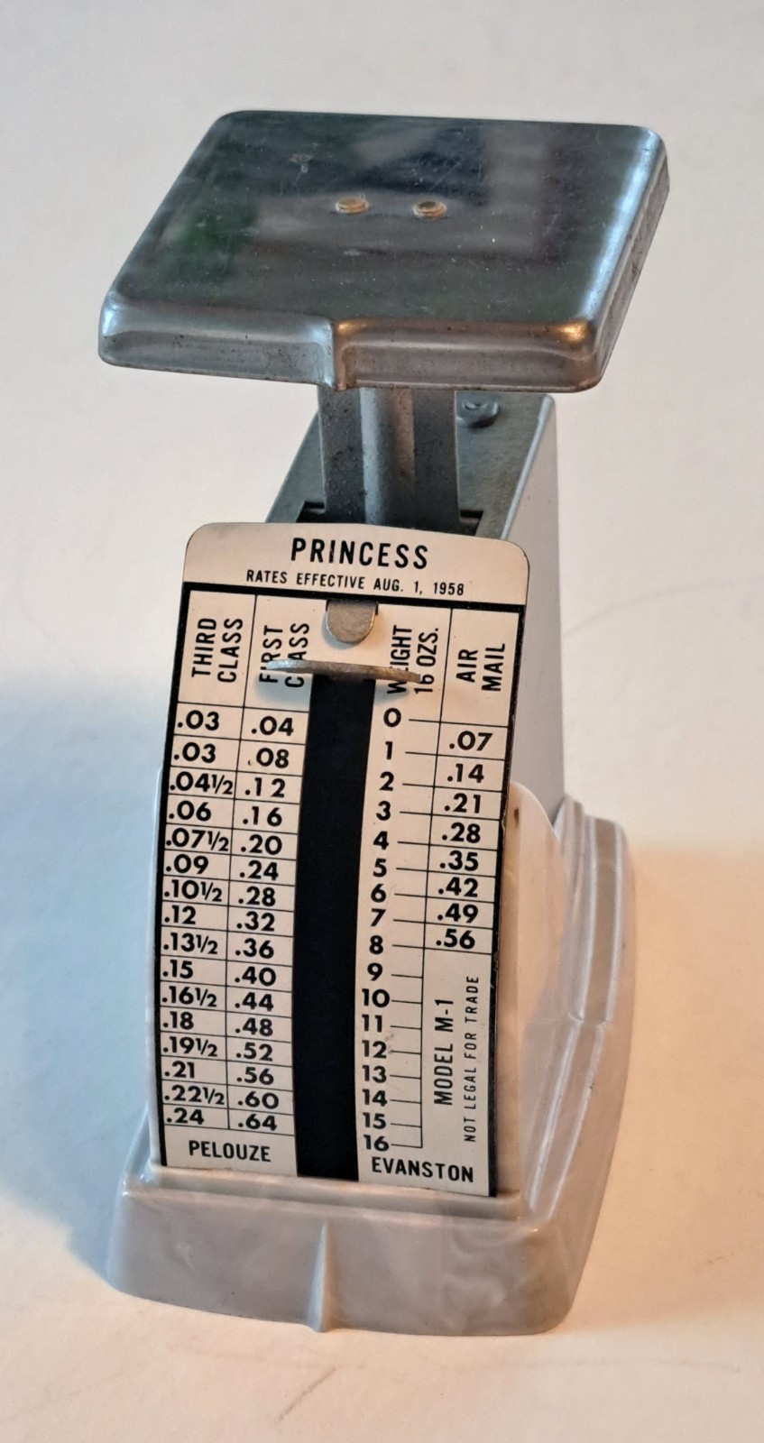 Vintage 1958 Pelouze Princess Postal Scale Model M-1 Evanston IL USA