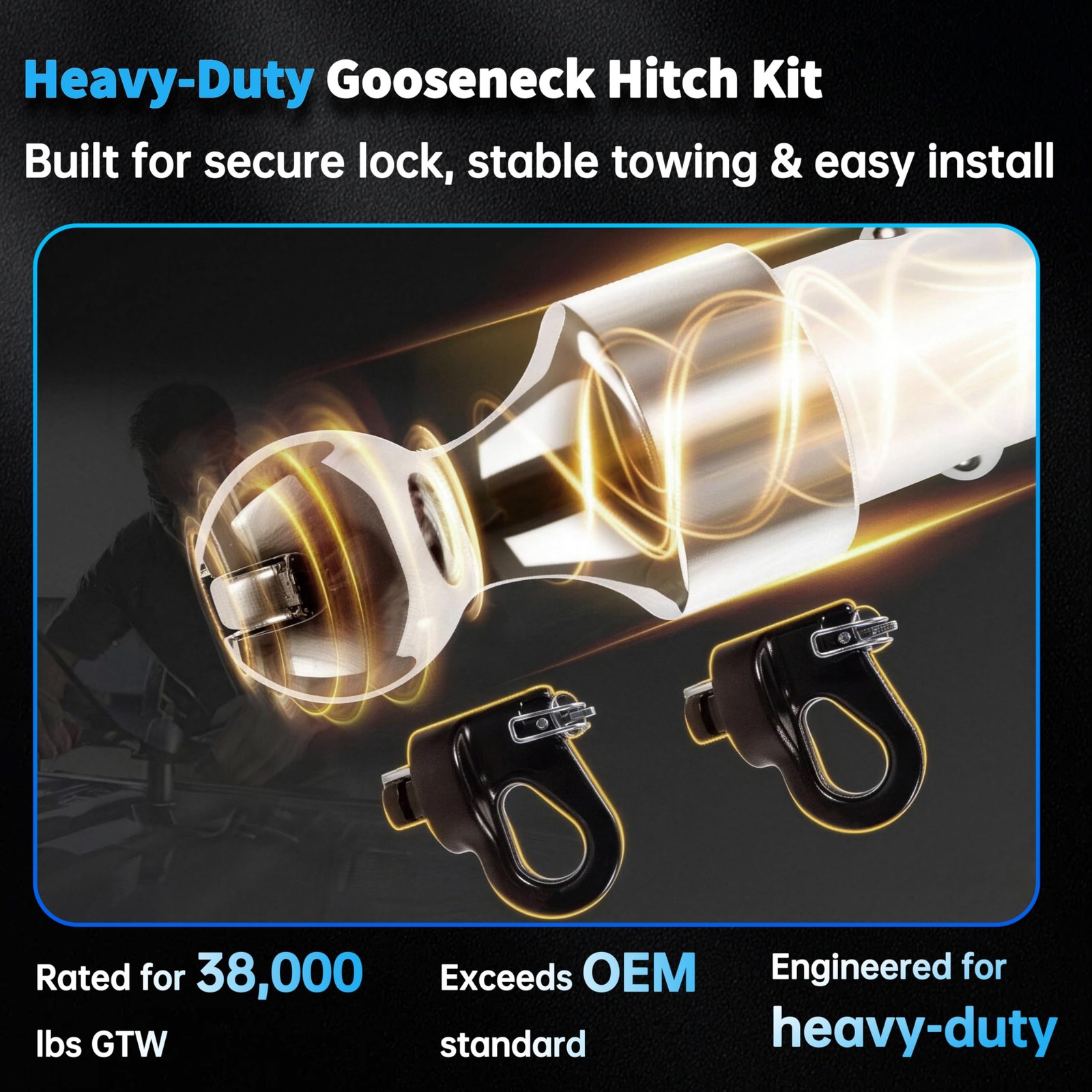 60638 Upgraded 38k Puck System Gooseneck Hitch Ball Kit Compatible with