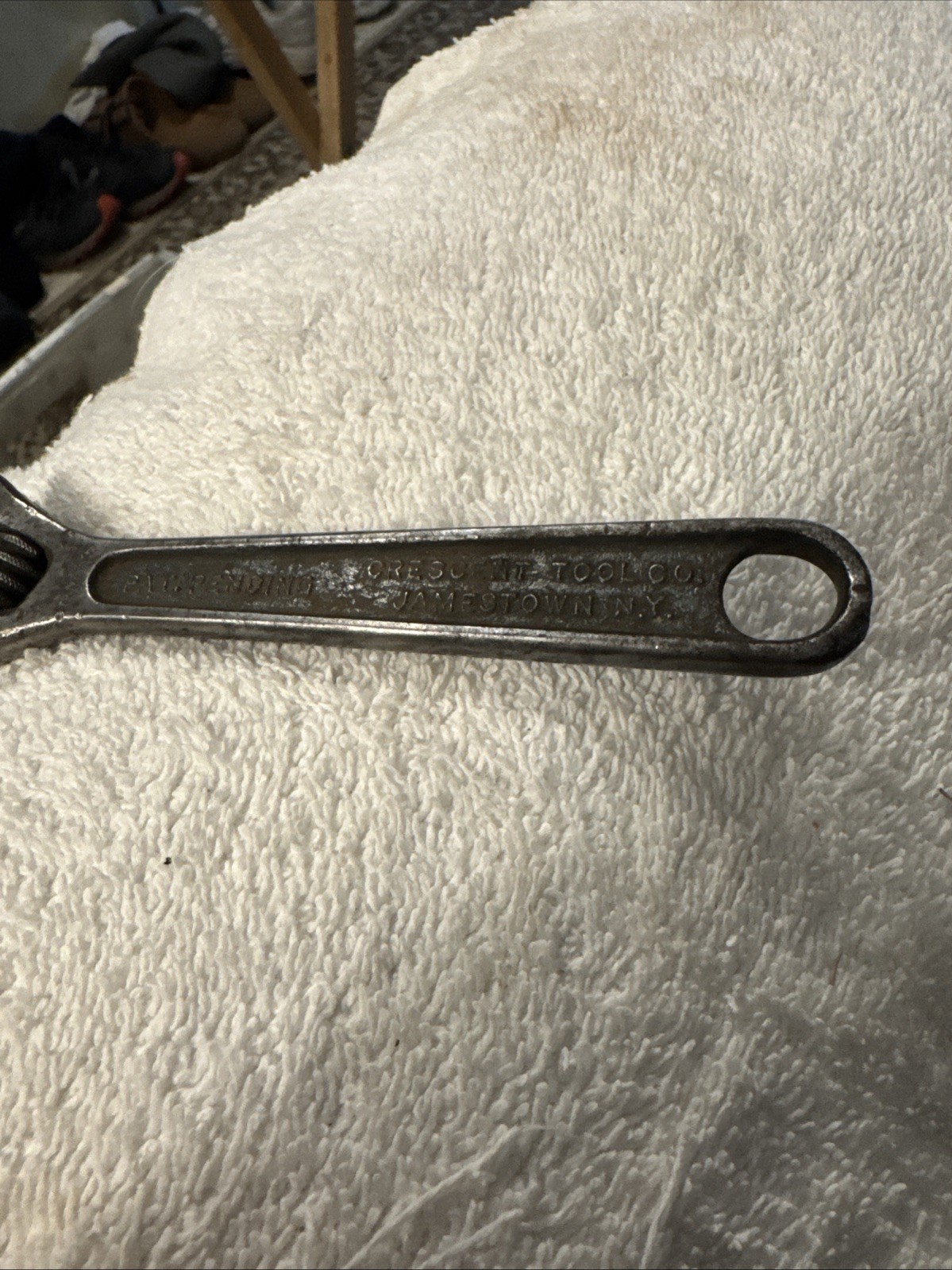 6” adjustable Crescent Wrench USA patent pending Jamestown N.Y vtg tool monkey