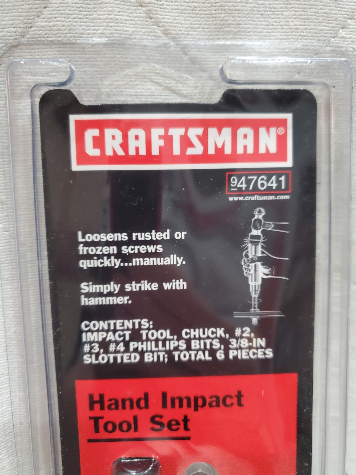 Craftsman 947641 Hand Impact Tool Set w/Chuck & Bits 9-47641 Sears Made USA 1/2”