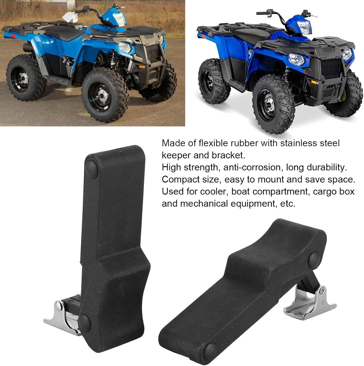 2pcs Front Storage Rack Rubber Latch for Polaris Sportsman 450 570 850 ETX Black