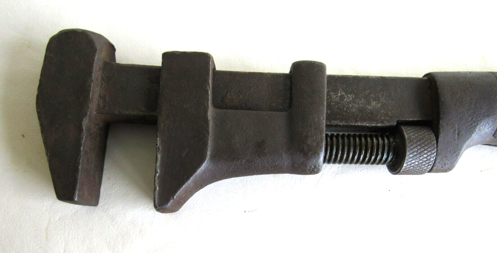 Vintage FULTON Adjustable Pipe Wrench, 12 Inches Long. Wood Handle