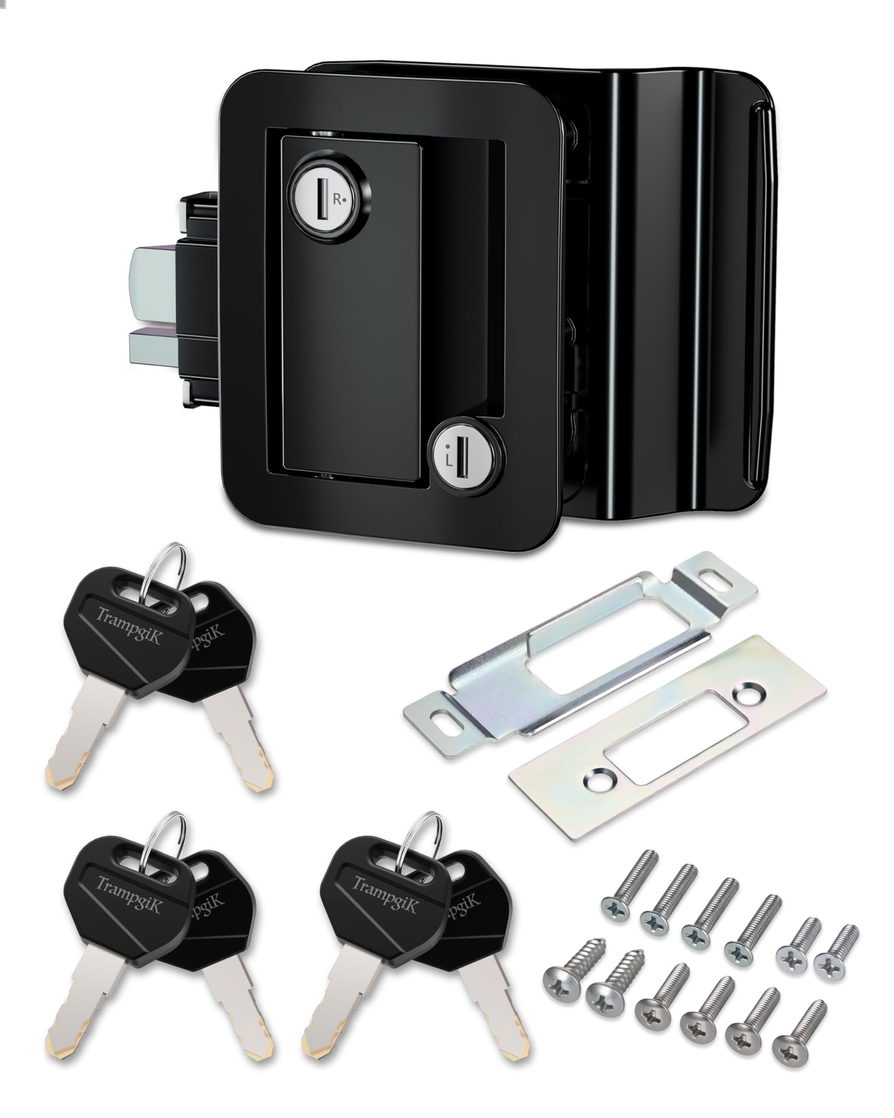 Hard-core Metal RV Door Lock RV Door Handle Fit 3.65″ x 2.95″ Lock Hole Fit f…
