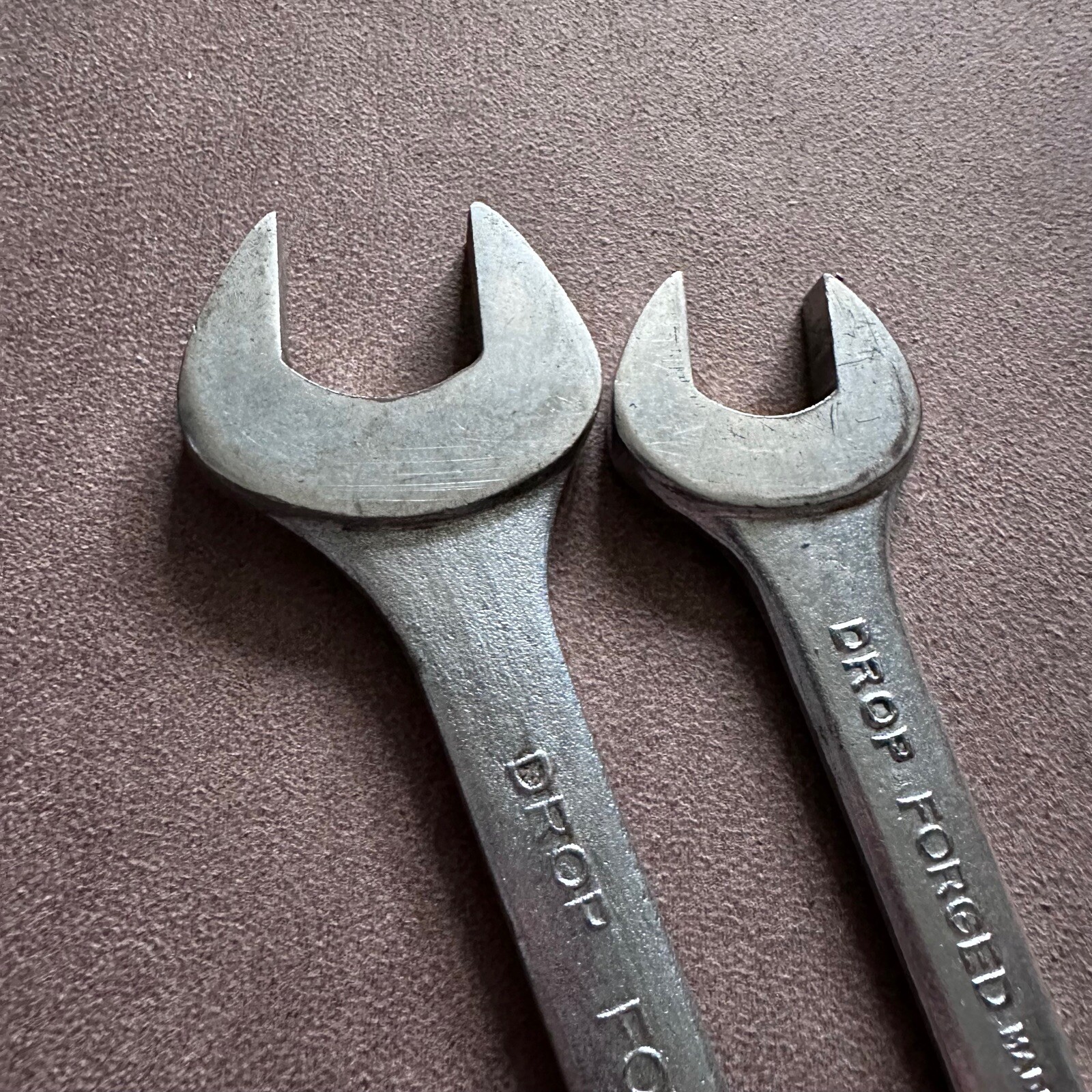 2x VINTAGE LONG 12MM – 19MM METRIC OPEN END SPANNERS MADE IN JAPAN