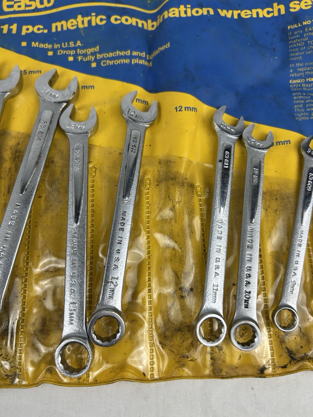 Vintage Easco 11 Piece Metric Combination Wrench Set #92 352 w/Orig Case 7-17mm
