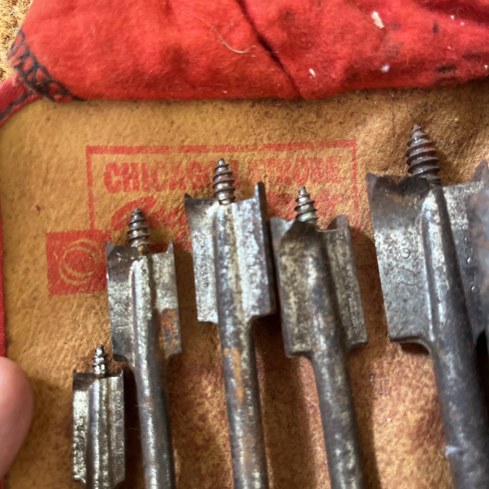 Vintage Chicago Latrobe Spade Bit Set Wood Boring Drill Bits In Original Pouch