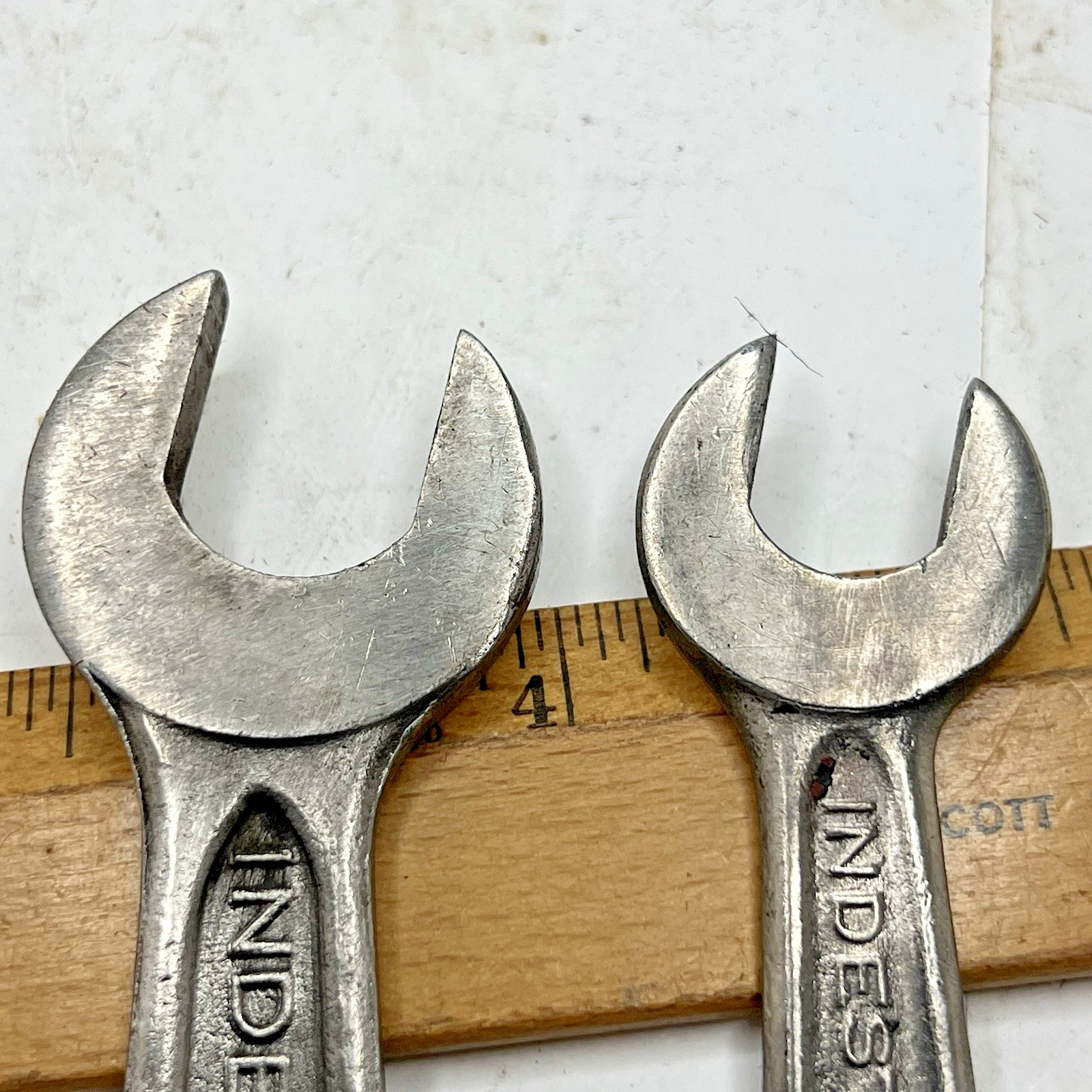 2-Vintage Indestro 3/4″ x 5/8 & 9/16 x 1/2 Open + Box End Wrench Set Chicago USA
