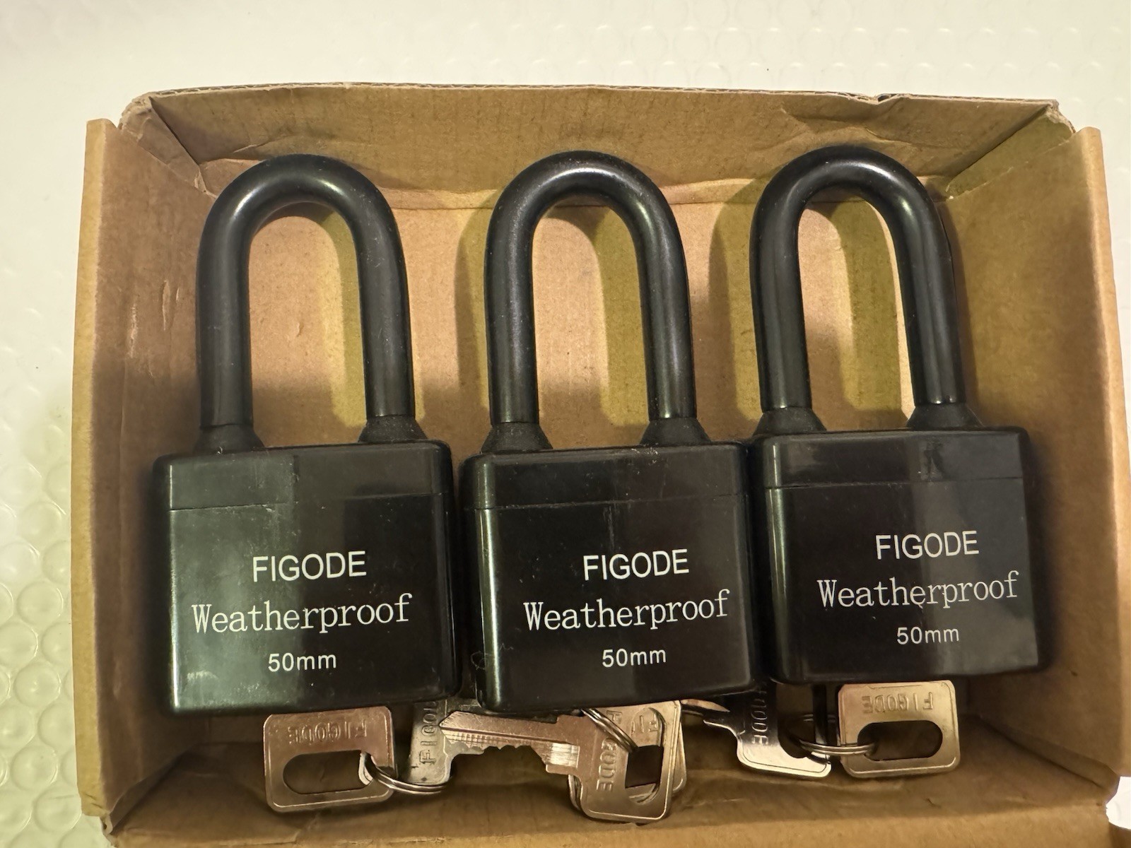 FIGODE® Outdoor Waterproof Padlock, Large Heavy Duty Sturdy Covered 3 Pack Short