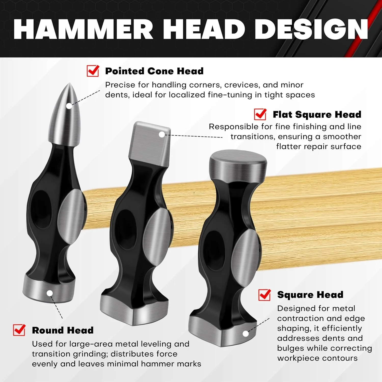 7Pcs Auto Body Repair Kit, Craft Panel Beating Hammer and Dolly Set… Fast Ship