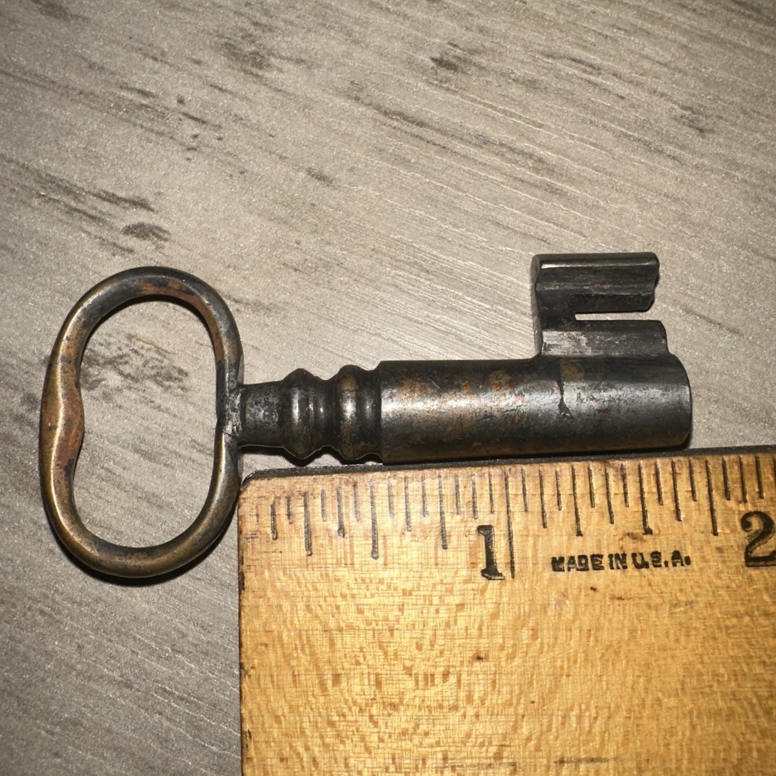 Antique Hollow Barrel Skeleton Key, Unique Tip Design. Legit Old Key