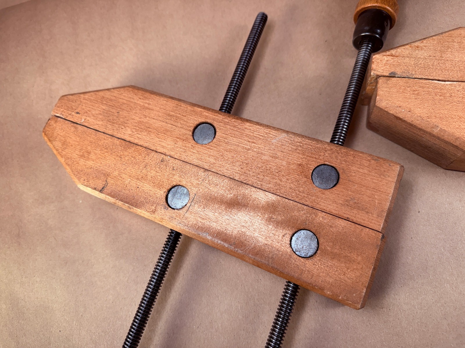 Pair of Vintage Sears Craftsman Wooden Parallel Jaw Clamps 10″ wide – Opens 8″