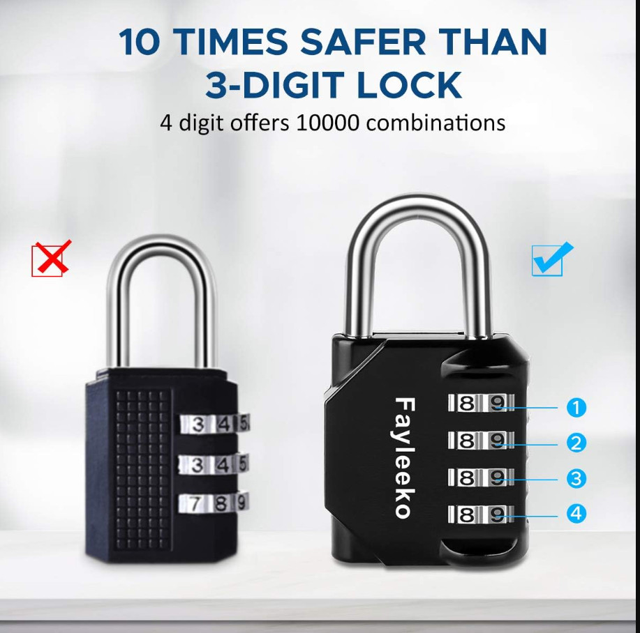 2 Pack TSA Approved Travel Luggage Locks 4-Digit, Open Alert Suitcase Combinatio
