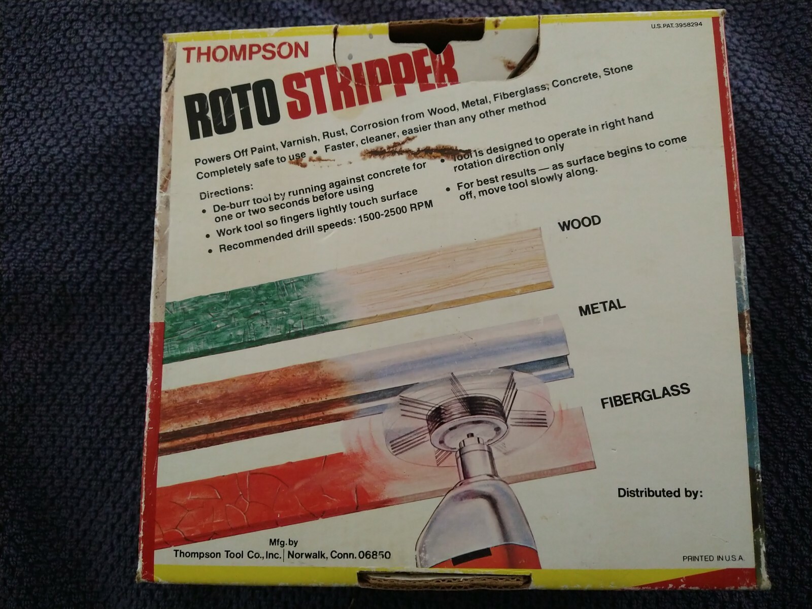 Thompson Roto Stripper Drill Attachment Fine Tool Paint Rust Removal USA Made