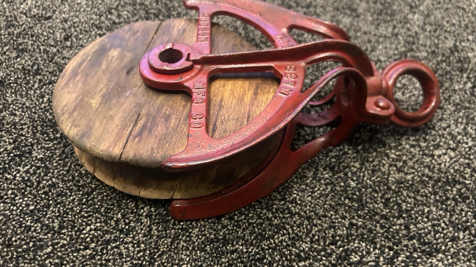 Antique Small Wood Block Tackle Pulley HUDSON MFG CO Mall 827M
