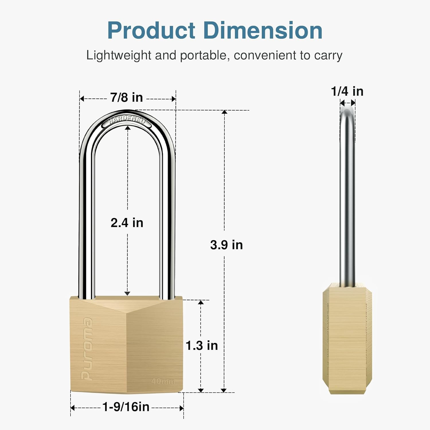 1 Pack Keyed Padlock Waterproof Solid Brass Lock, 2.6 Inch Padlock with Keys for