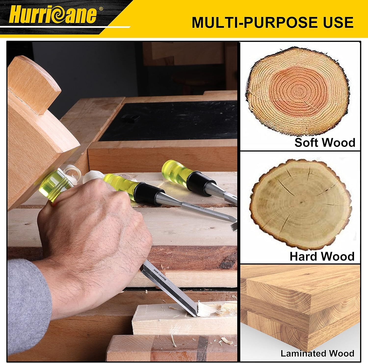 Premium Chisel Set For Woodworking Drop Forged Steel Grip Multi Purpose Use