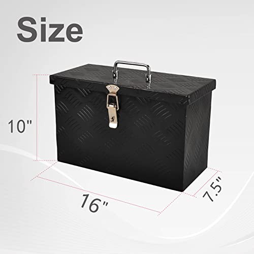 16″ Aluminum Truck Bed Tool Box – Truck Car – 16″x7.5″x10″ – Black