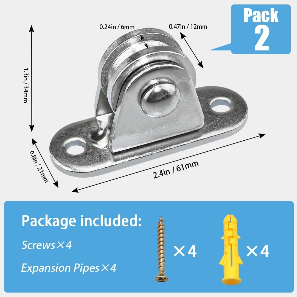 2 Pack Practical Silent Pulley Wheels – Load 176 lbs for Easy Material Moving
