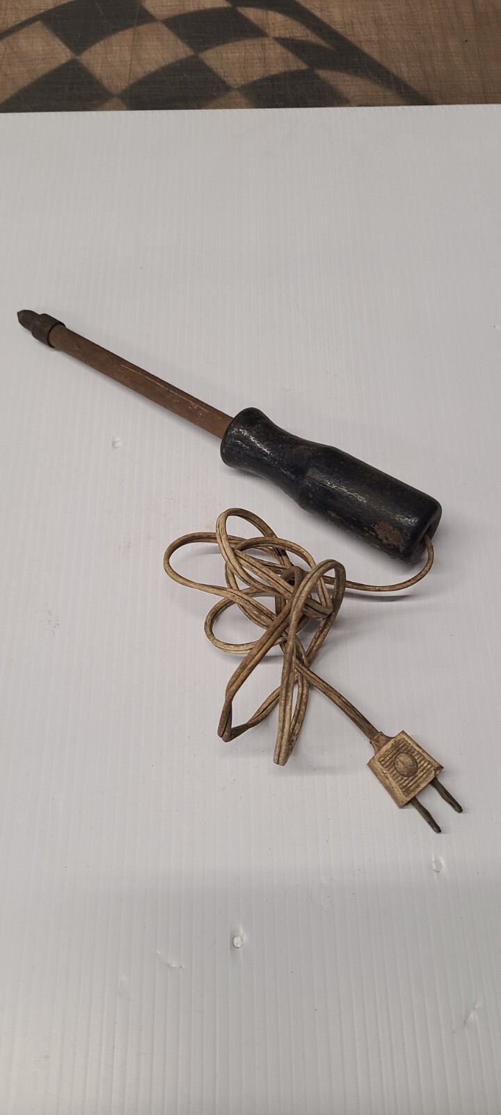 Vintage Corded 110V Wood Handle Soldering Iron (Tested)