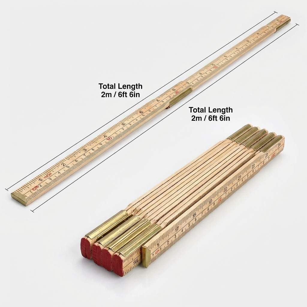 6 FT 6 Inch Folding Wooden Ruler Birch Wood with Metric and Imperial Measurem…