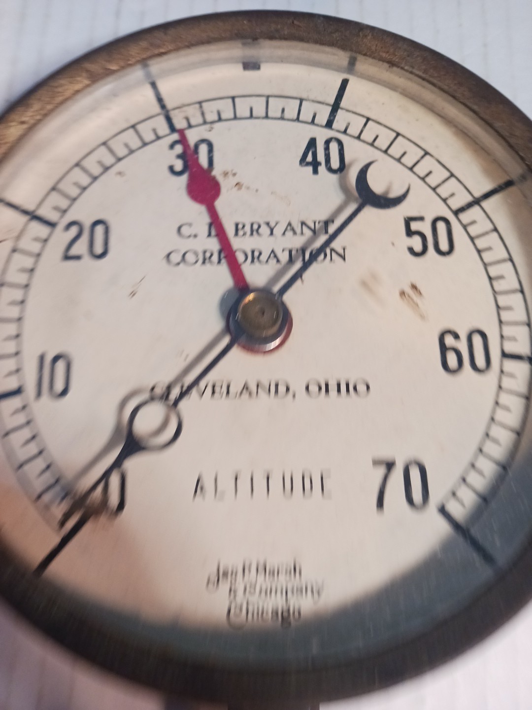 Vintage Jas P Marsh / CL BRYANT CORP. Altitude Gauge. VINTAGE STEAM