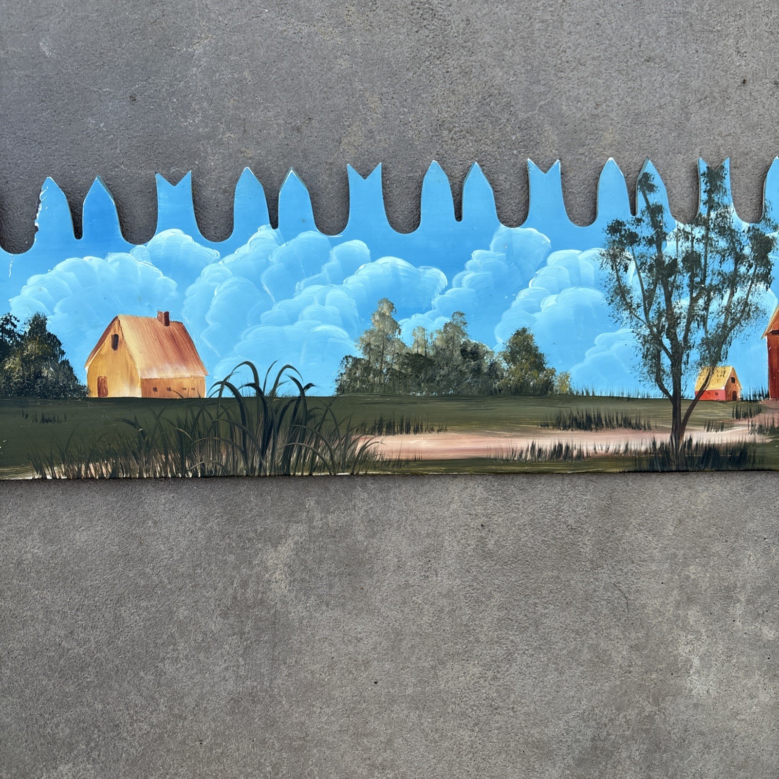 5’6″ Hand Painted 2 Man 2 Handle Crosscut Saw Folk Art Country Farm Amish Barn