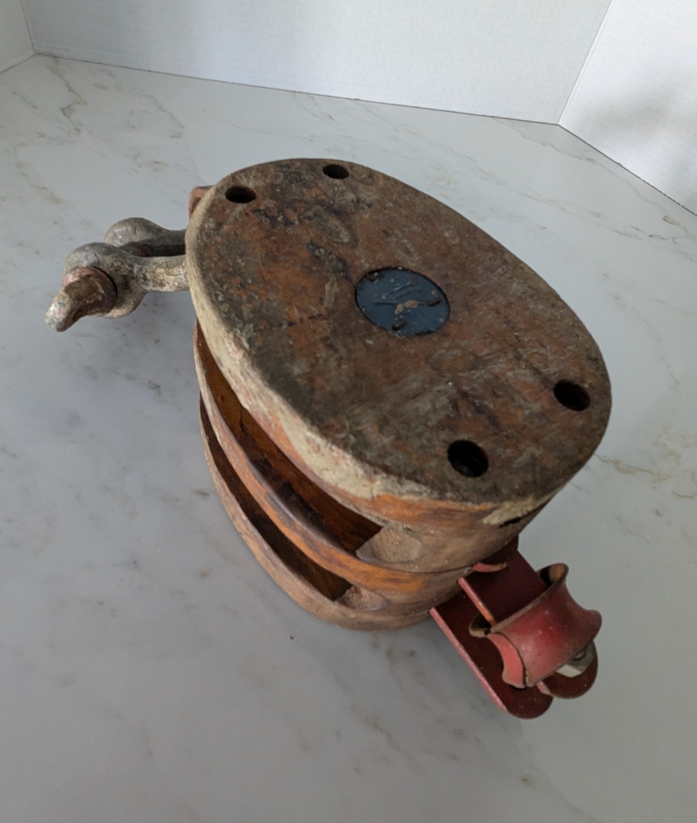 Vintage Western Block Co. Block & Tackle w/Double Pulley & Anvil Logo