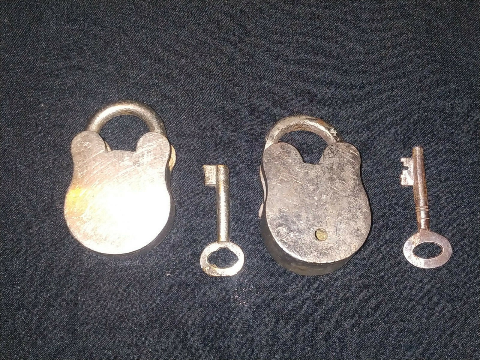 Vintage Indian Pair Of Pad Locks Brass Silver Plated Hopps & CO Patent Regd Mark