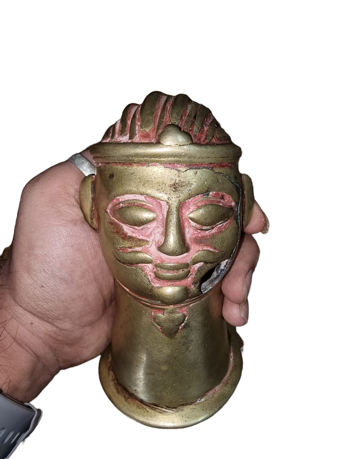 Rare 1900’s Old Vintage Antique Brass Handcrafted Hindu God Shiva Head Face Mask