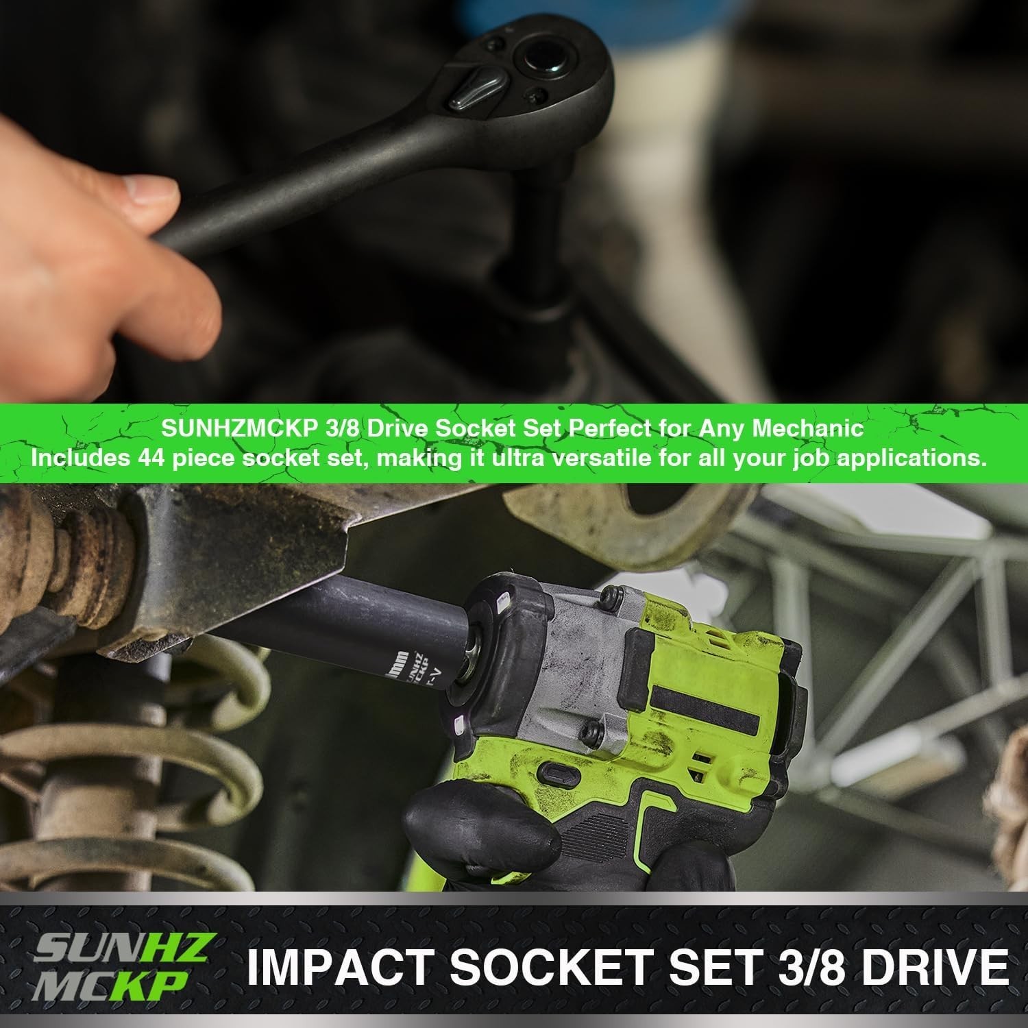 3/8″ Drive Impact Socket Set 52 Piece Standard SAE and Metric Shallow & Deep