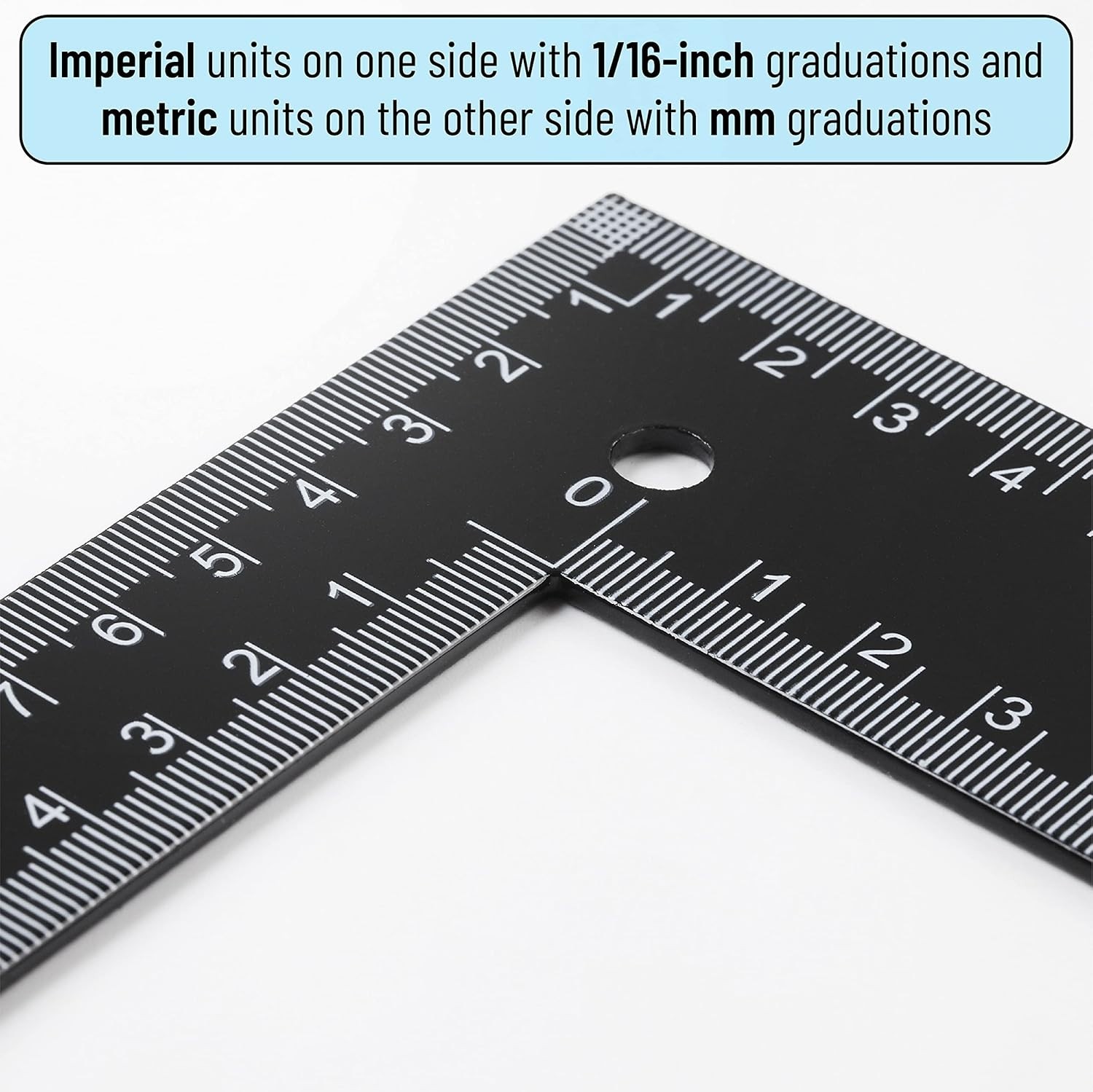 Black L Shape Ruler – 8″ x 12″ Steel Square for Accurate Framing and Layouts