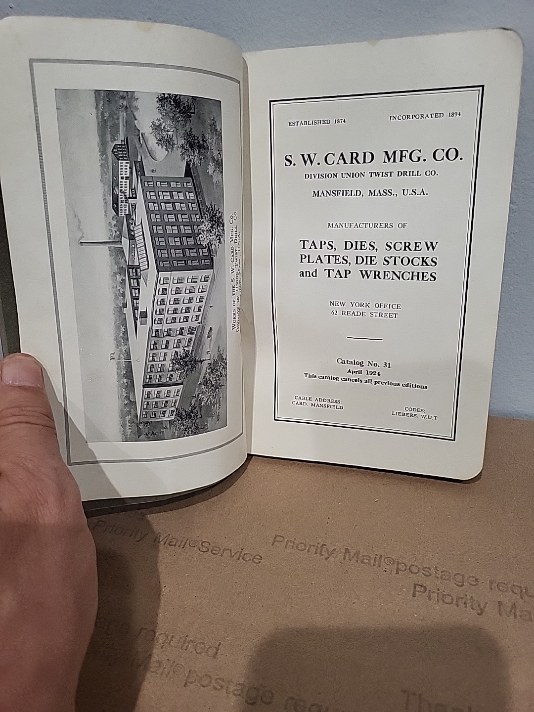 S.W. Card Mfg. Co. 1924 UNION TWIST DRILL Co. Mansfield Mass Tool Catalog #31